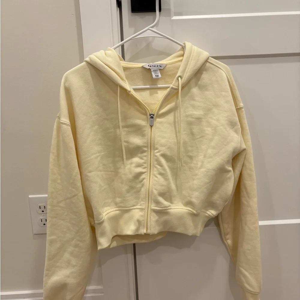 Athleta Yellow Forever Fleece Cropped Full Zip Size XXS - Picture 2 of 10